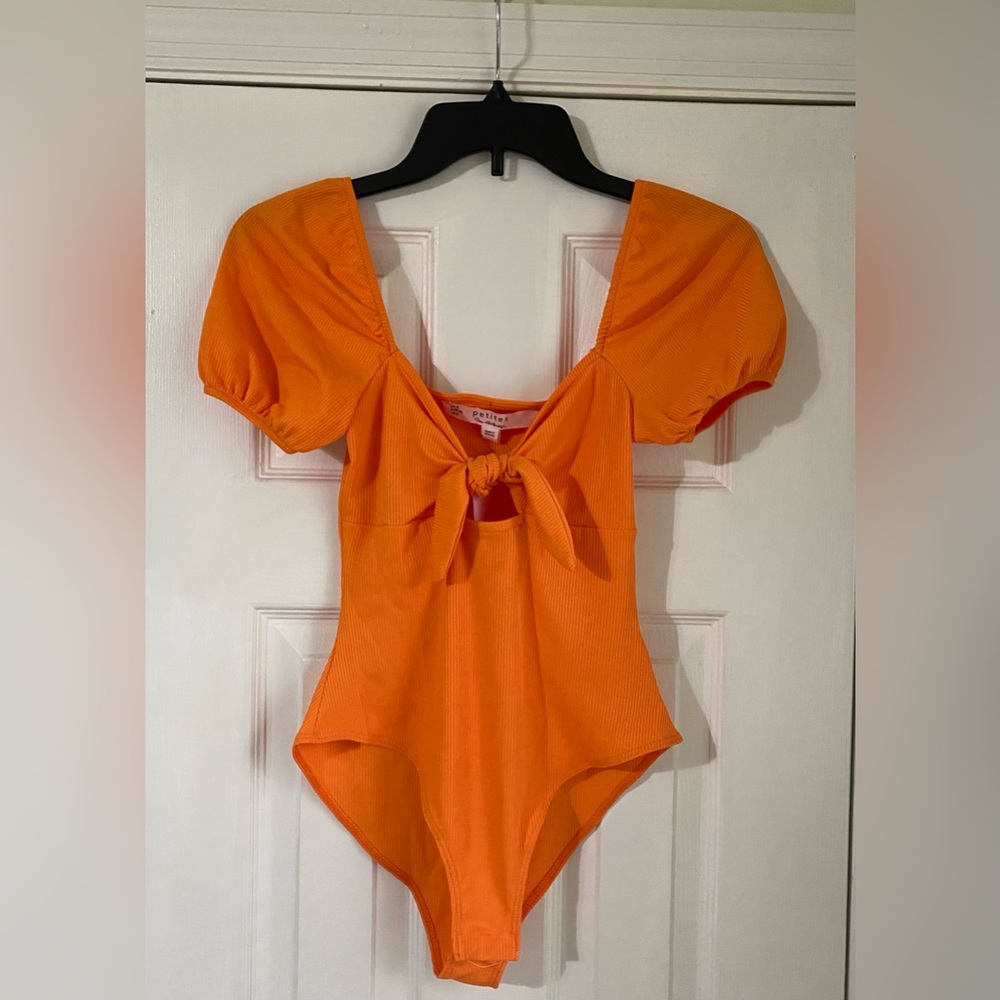 Orange Ribbed Knot Bodysuit Size 4
